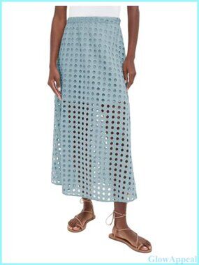 Women's Eyelet Bohemian Maxi Skirt with Mini Underneath Summer Beach Long Skirt